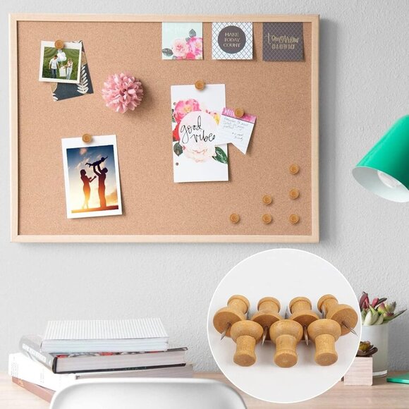 240 Pcs Wood Push Pins, Walnut, Standard, Wooden Thumb Tacks Decorative for Cork - Picture 7 of 7